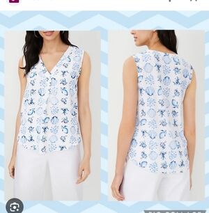 NWT ANN TAYLOR WOMEN Shell Tile Mixed Media Pleat Front